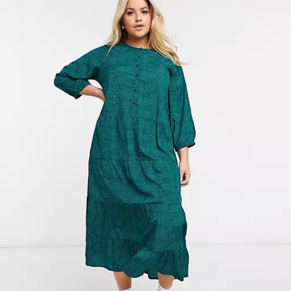 ASOS CURVE maxi shirt dress in animal print
